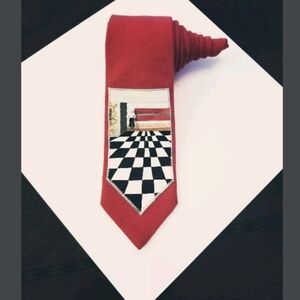 3D Graphic Men's Red Black Art Deco Neckties Ties, Perfect Gift